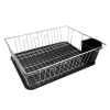 Better Chef 16" Chrome-Plated Metal Dish Rack Drain Tray Black