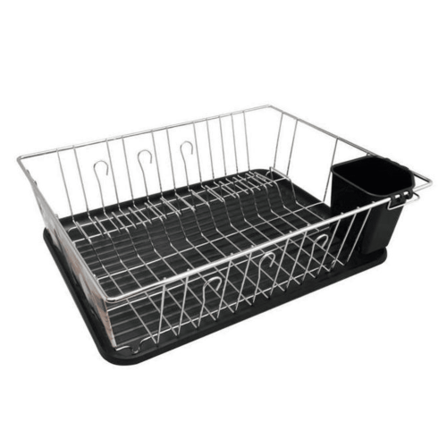 Better Chef 16" Chrome-Plated Metal Dish Rack Drain Tray Black
