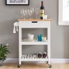 conifferism Rolling Kitchen Cart Microwave Storage Island with Wheels White for Dining Rooms Kitchens and Living Rooms