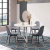 Evatt 5-Piece Round Dining Set, Trestle Round Table with 4 Stylish Chairs, Gray