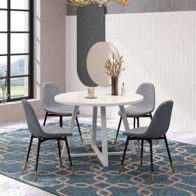 Evatt 5-Piece Round Dining Set, Trestle Round Table with 4 Stylish Chairs, Gray