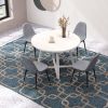 Evatt 5-Piece Round Dining Set, Trestle Round Table with 4 Stylish Chairs, Gray
