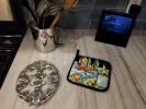 NEW Sit A Spell Seafood Dinner Pair of Pot Holders Kitchen Heat Resistant Pot Holders Sets Oven Hot Pads for Cooking Baking BBQ, 7 1/2 x 7 1/2