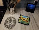 Sunflowers in Watercolor Pair of Pot Holders Kitchen Heat Resistant Pot Holders Sets Oven Hot Pads for Cooking Baking BBQ, 7 1/2 x 7 1/2