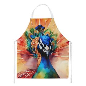 Peacock Apron Cooking Kitchen Server Baking Crafts Gardening for Adult Women Men, Unisex, Large, Multicolor (Default: Default)